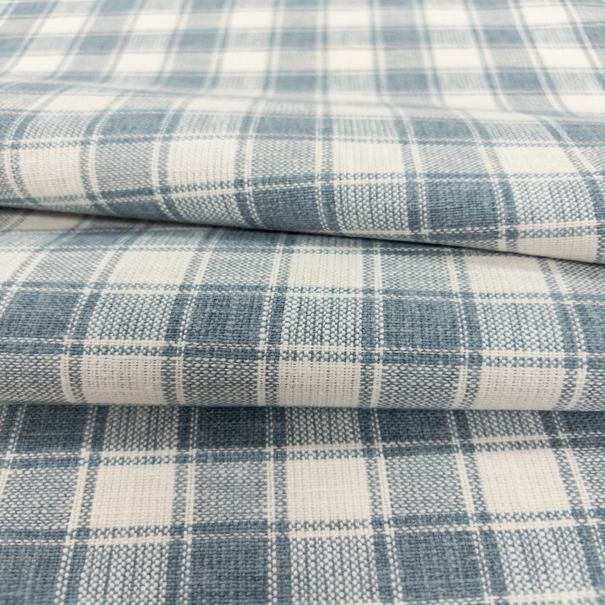 Dunmore Plaid Fabric, Chambray Blue