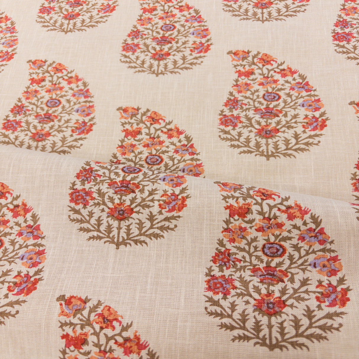 Zaria Paisley Drapery Fabric, Berry