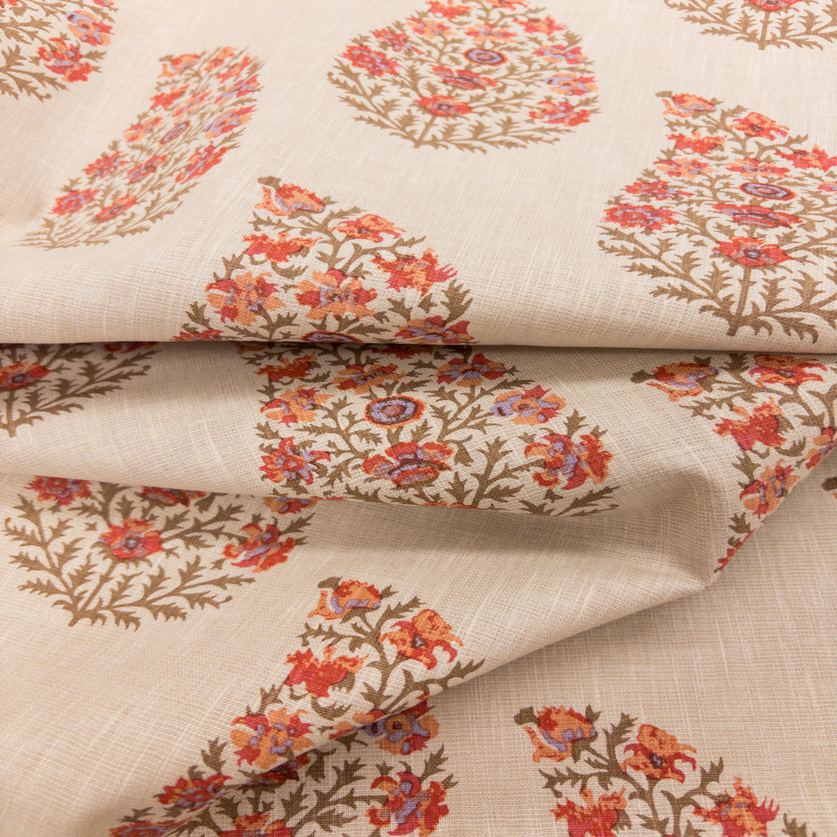 Zaria Paisley Drapery Fabric, Berry