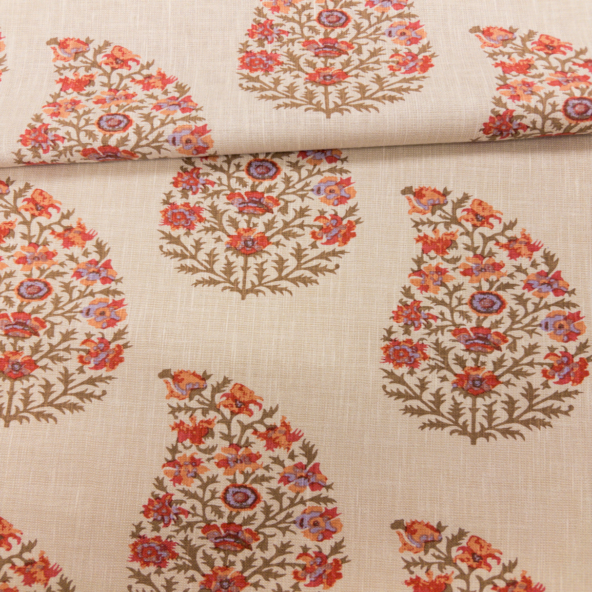 Zaria Paisley Drapery Fabric, Berry
