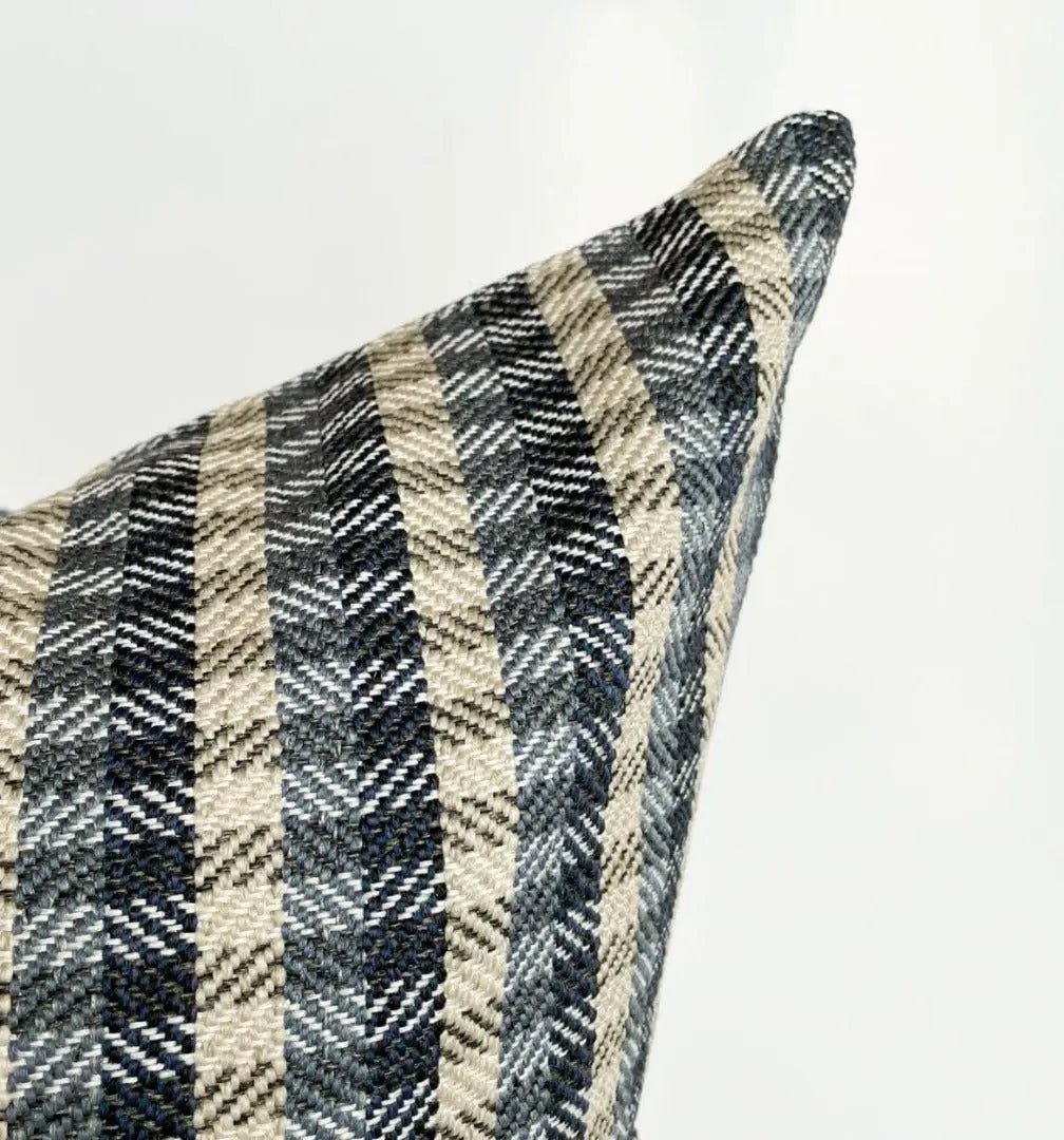 Chloe Woven Plaid Throw Pillow, Navy - HomeStyle Fabrics