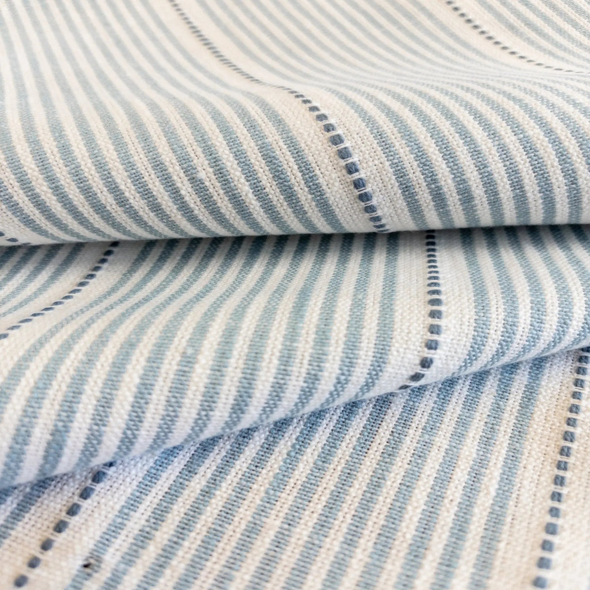 Isla Blue Stripe Fabric, Cornflower - HomeStyle Fabrics
