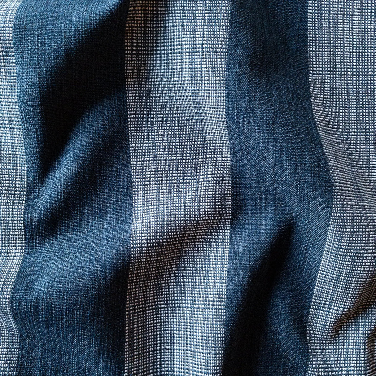 Porter Stripe Fabric, Denim - HomeStyle Fabrics