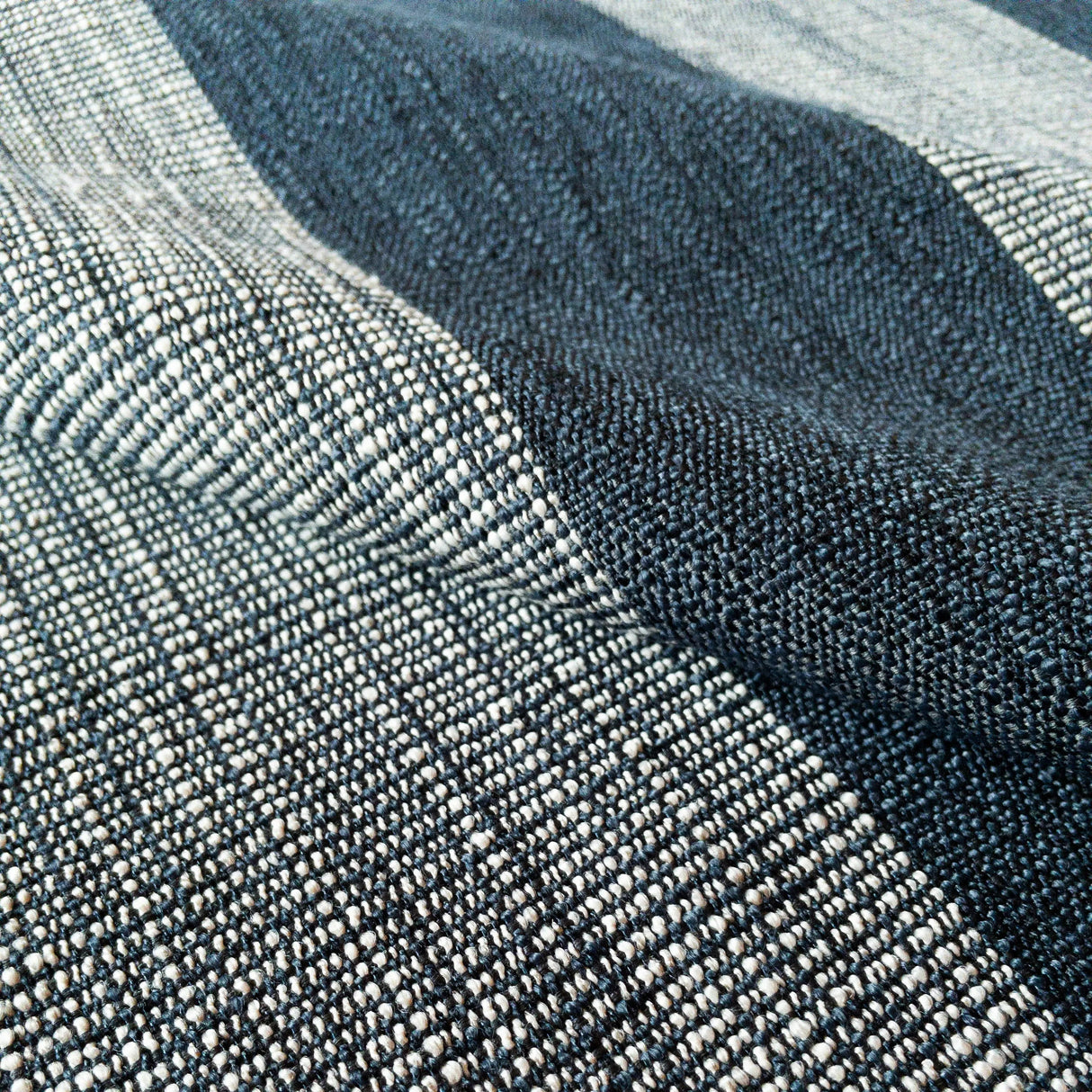 Porter Stripe Fabric, Denim - HomeStyle Fabrics