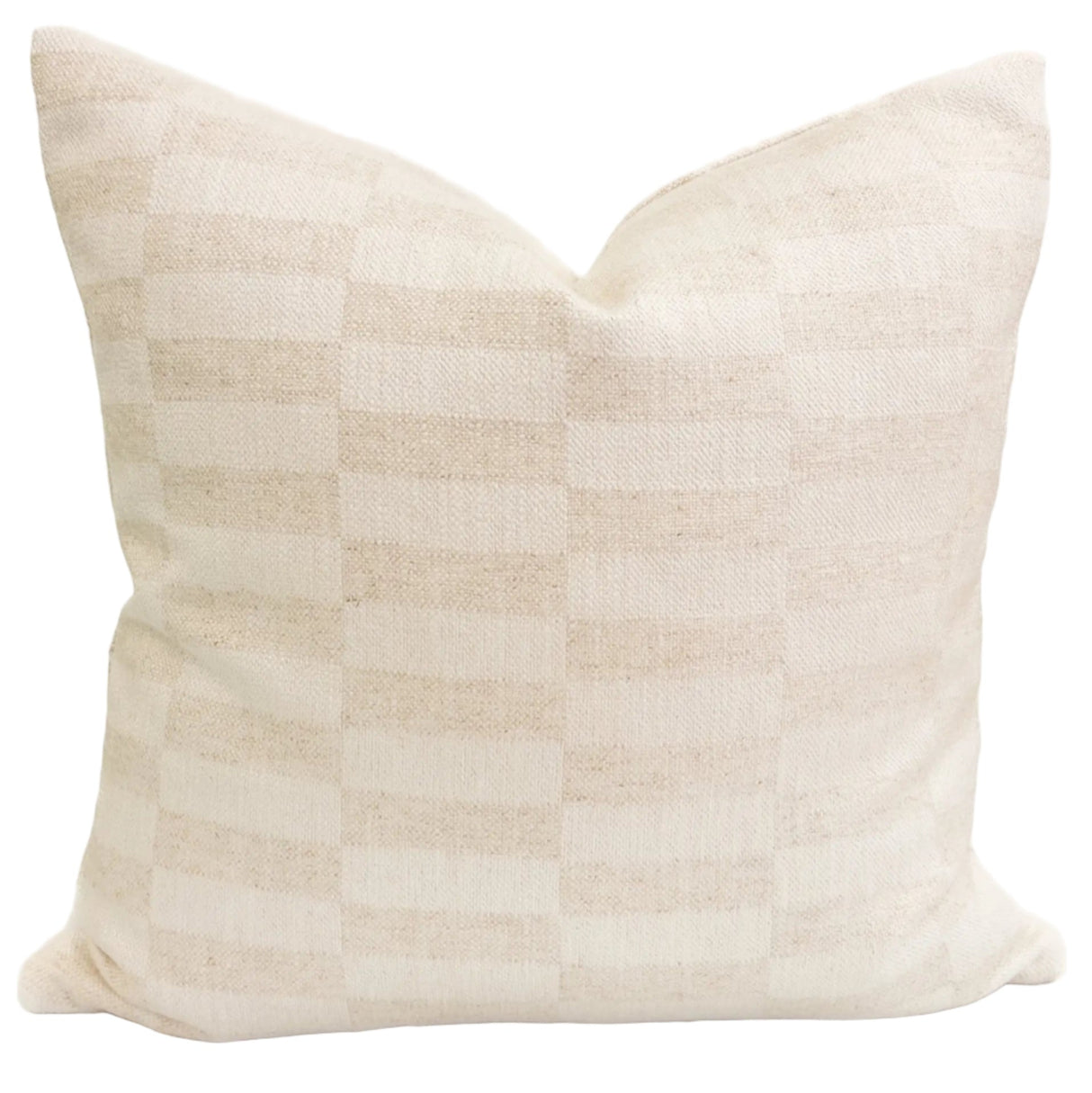 Saro Check Pillow Cover, Flax - HomeStyle Fabrics
