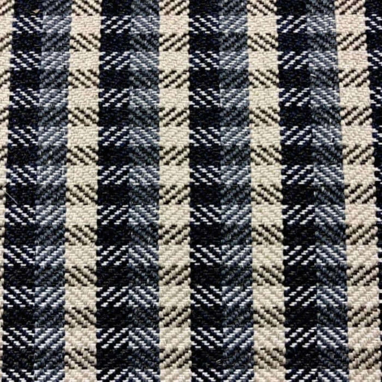 66" Remnant Chloe Gingham Plaid Fabric, Navy Blue - HomeStyle Fabrics