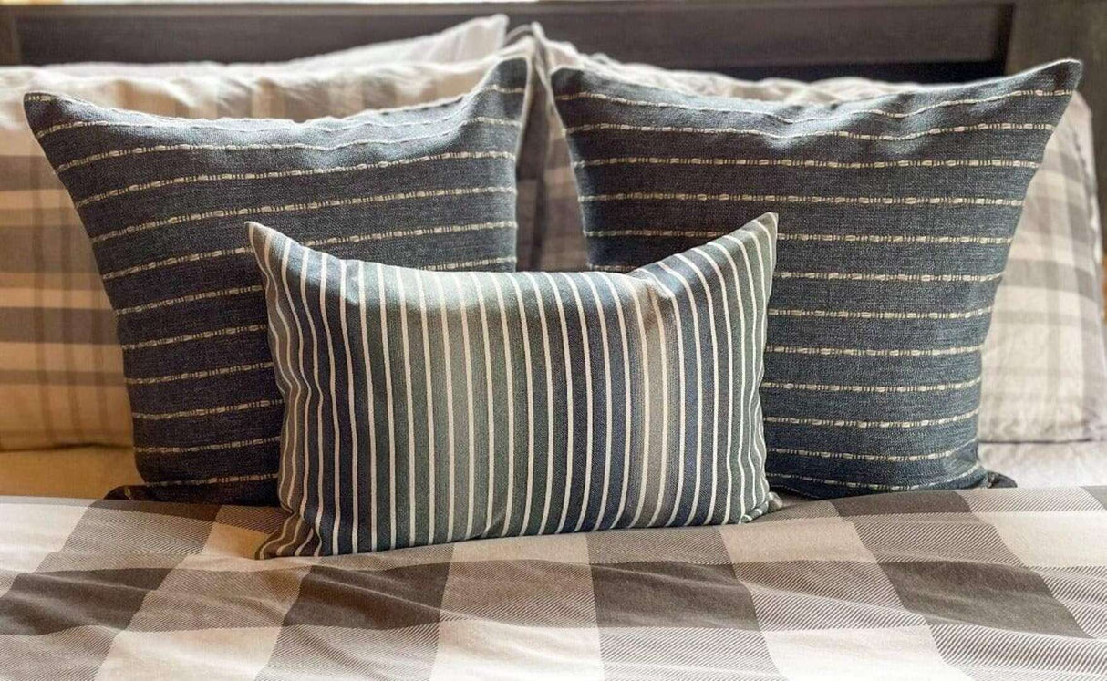 Adalia Stripe 18x18 Pillow Cover, Denim Blue *MISFIT* - HomeStyle Fabrics