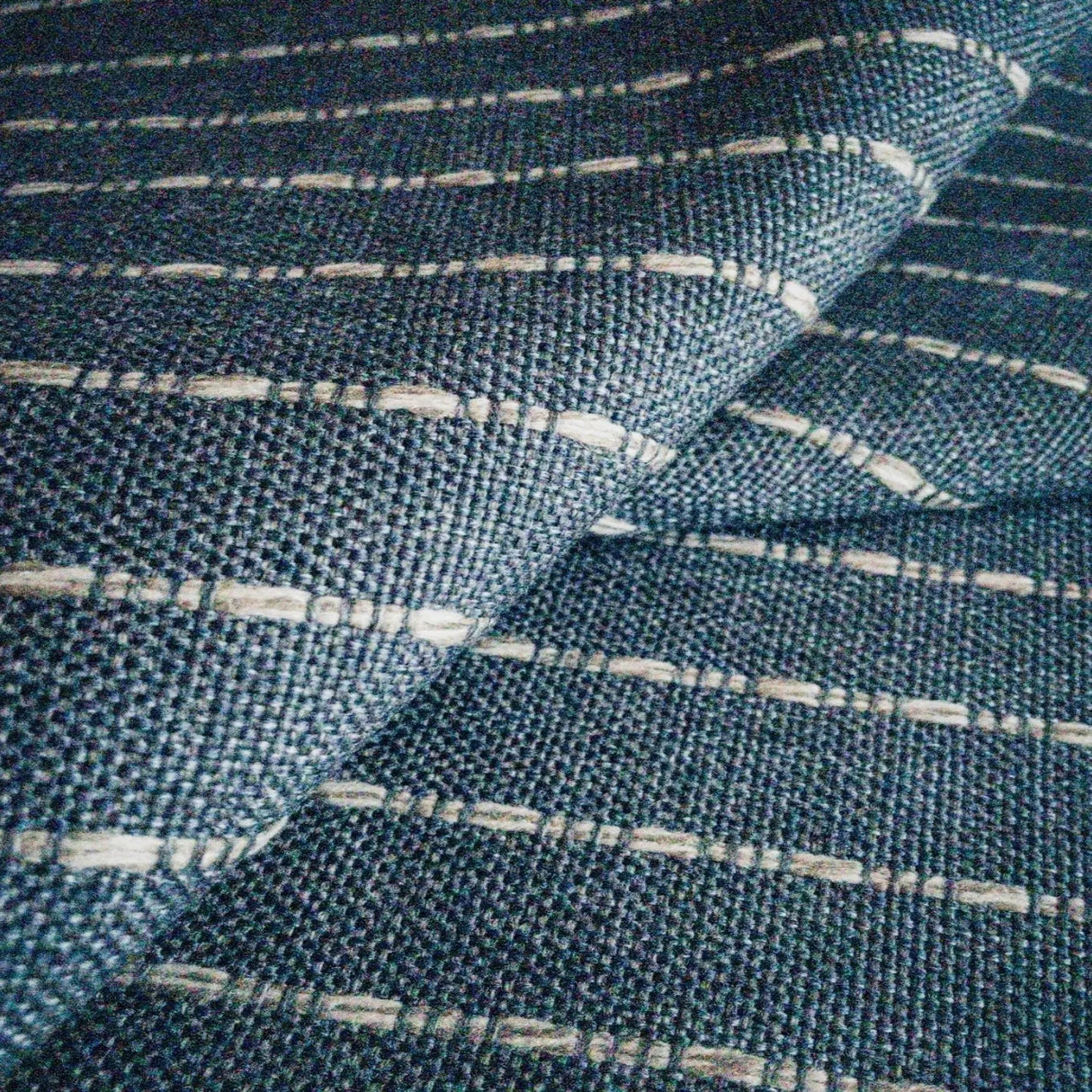 Adalia Striped Upholstery Fabric, Denim - HomeStyle Fabrics