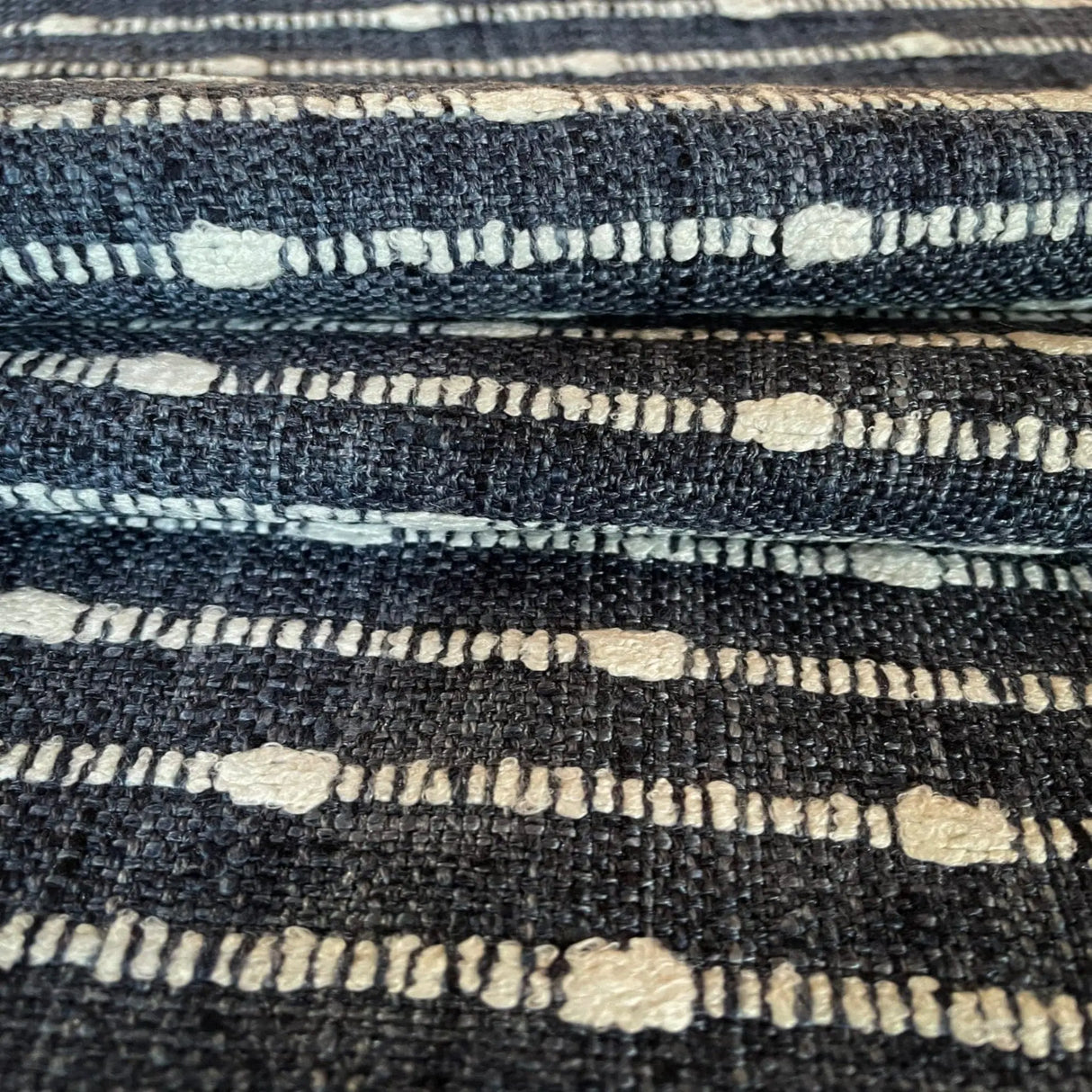 Dalia Textured Stripe Fabric, Indigo - HomeStyle Fabrics