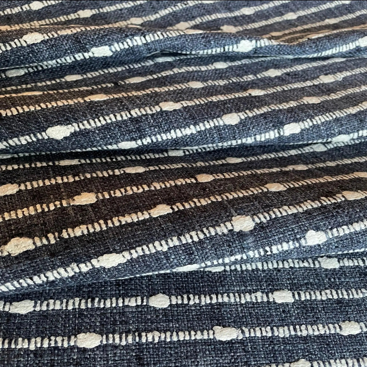 Dalia Textured Stripe Fabric, Indigo - HomeStyle Fabrics