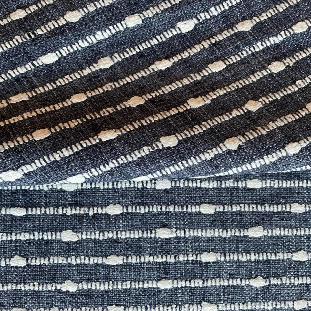 Dalia Textured Stripe Fabric, Indigo - HomeStyle Fabrics