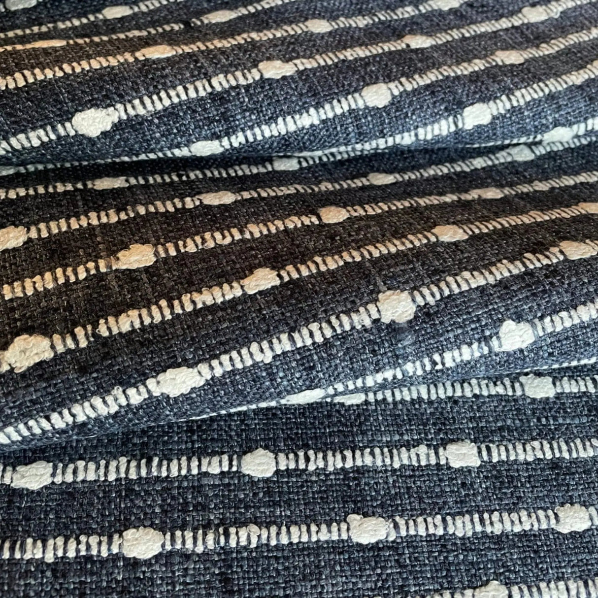 Dalia Textured Stripe Fabric, Indigo - HomeStyle Fabrics