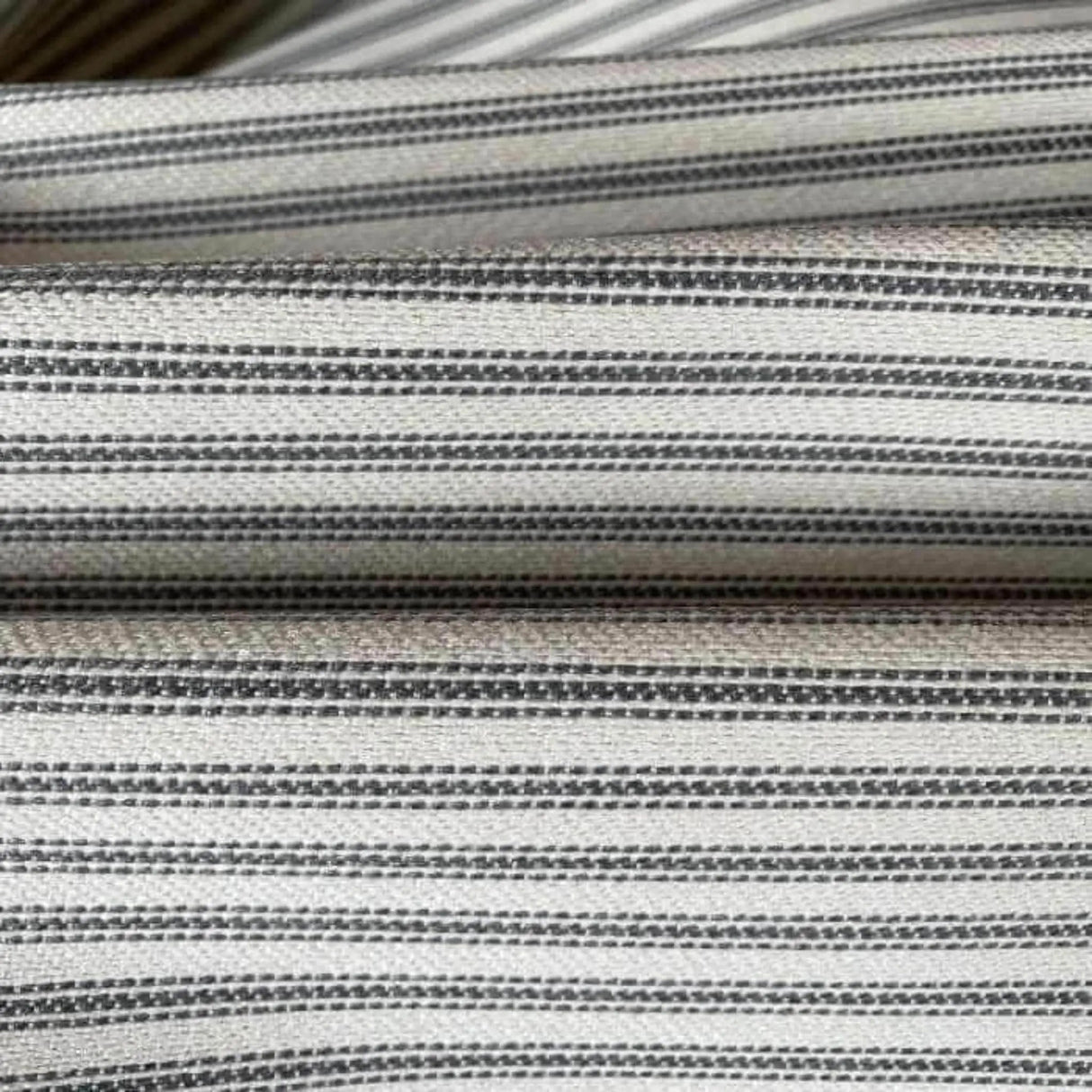 Fallon Striped Grey Ticking Fabric - HomeStyle Fabrics