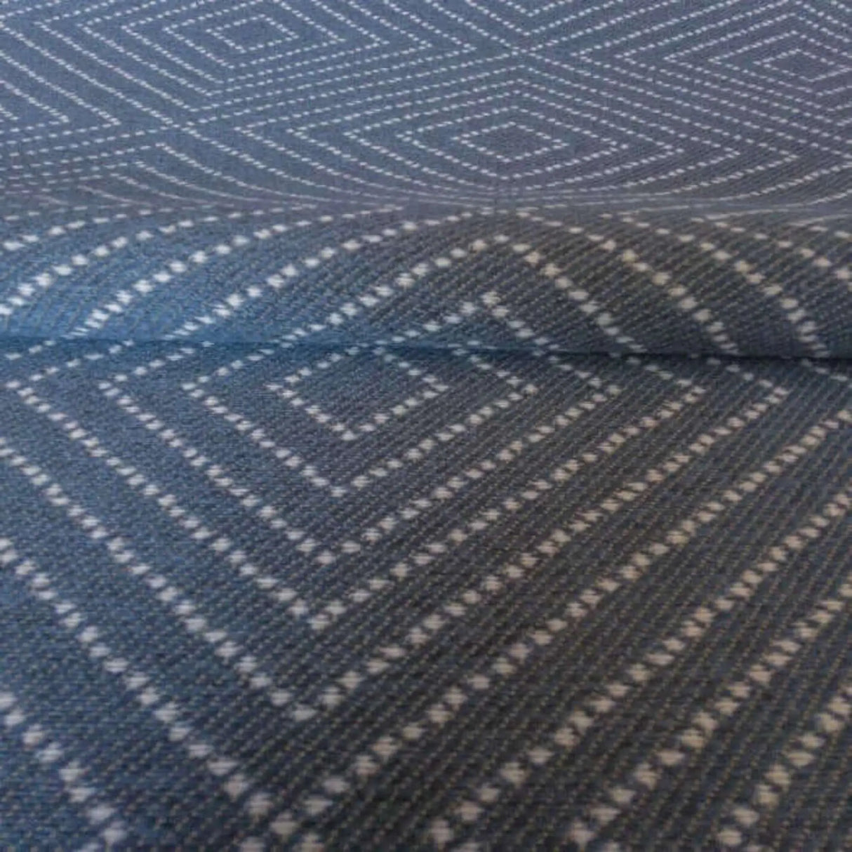 Frida Geometric Diamond Fabric, Denim - HomeStyle Fabrics