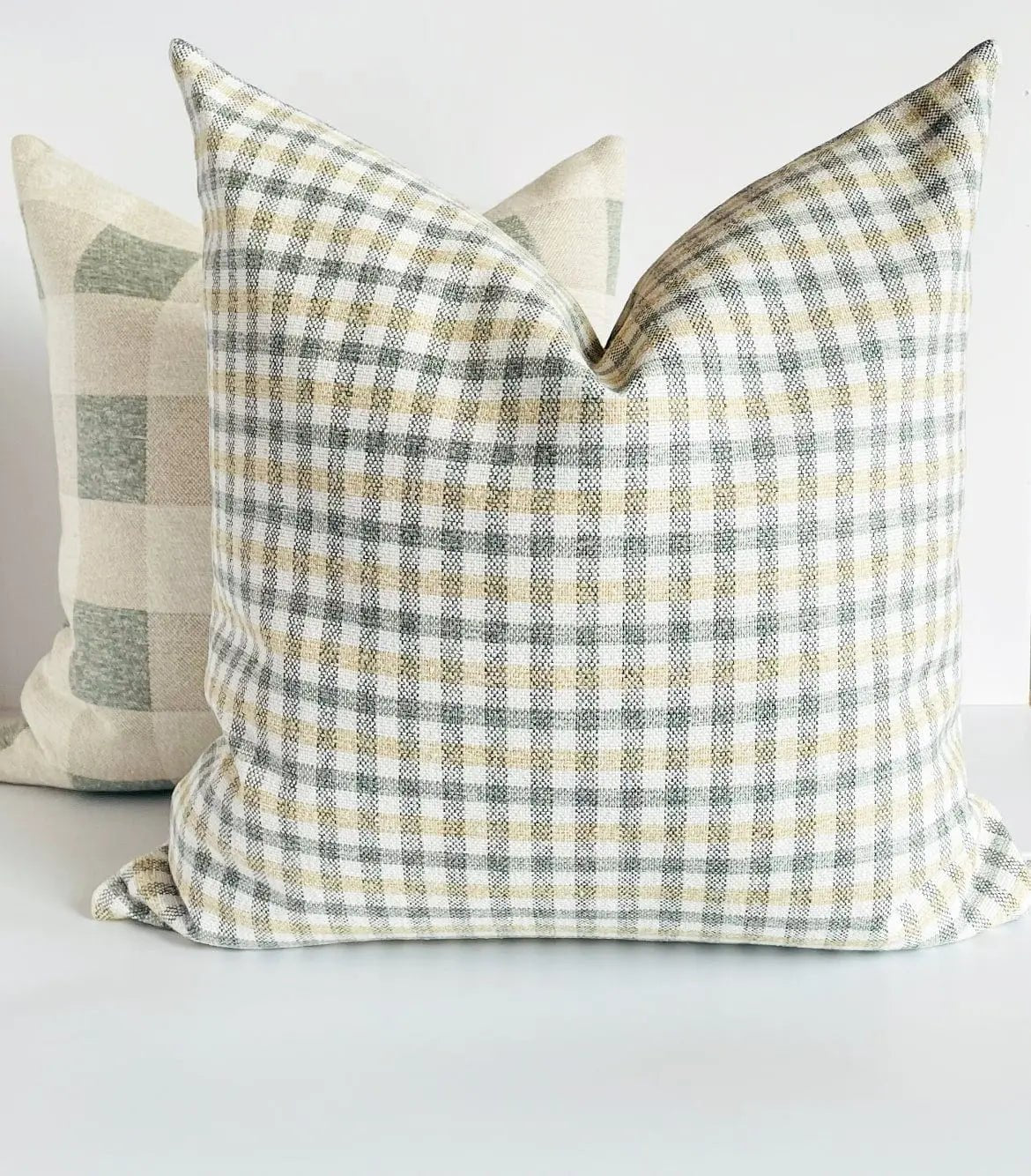 Hailee Plaid Farmhouse 18x18 Pillow, Spa Green *MISFIT* - HomeStyle Fabrics