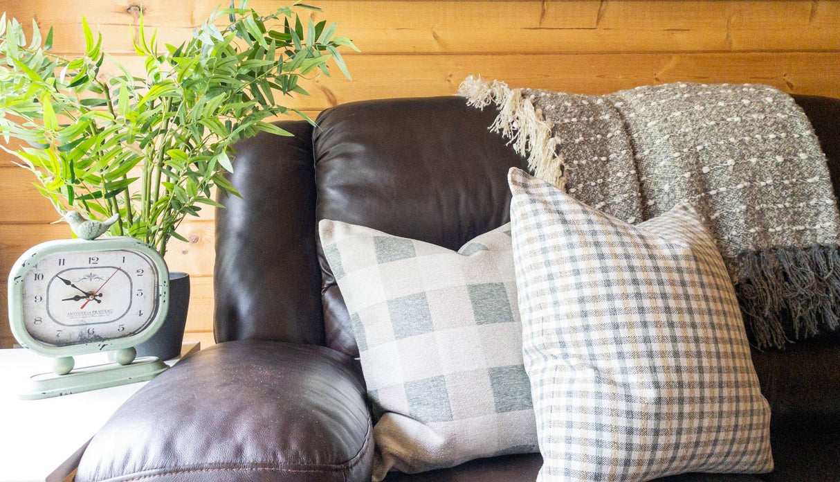 Hailee Plaid Farmhouse 18x18 Pillow, Spa Green *MISFIT* - HomeStyle Fabrics