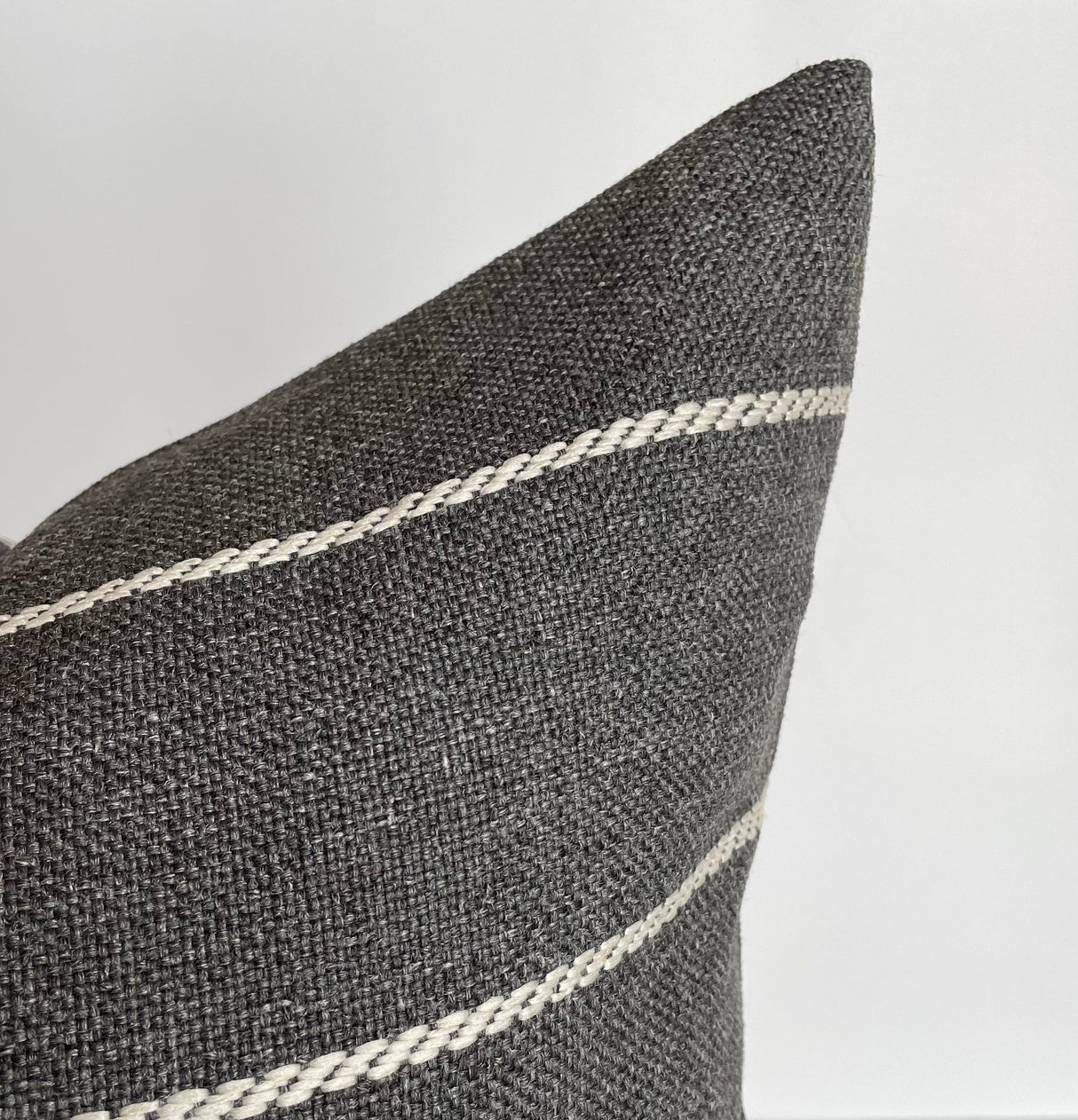 Padilla Striped Outdoor Pillow, Charcoal Grey HomeStyle Fabrics & Furnishings