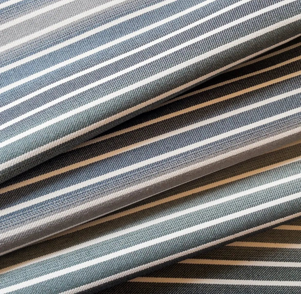 Orion Ombre Stripe Fabric, Denim - HomeStyle Fabrics