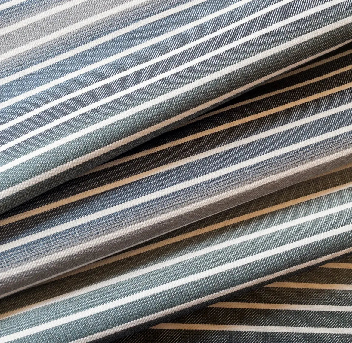 Orion Ombre Stripe Fabric, Denim - HomeStyle Fabrics