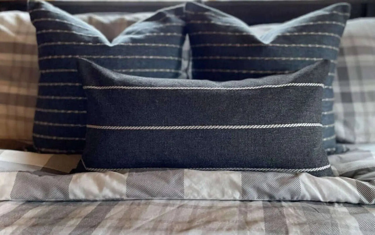 Padilla Striped Outdoor Pillow, Charcoal Grey *MISFIT* - HomeStyle Fabrics