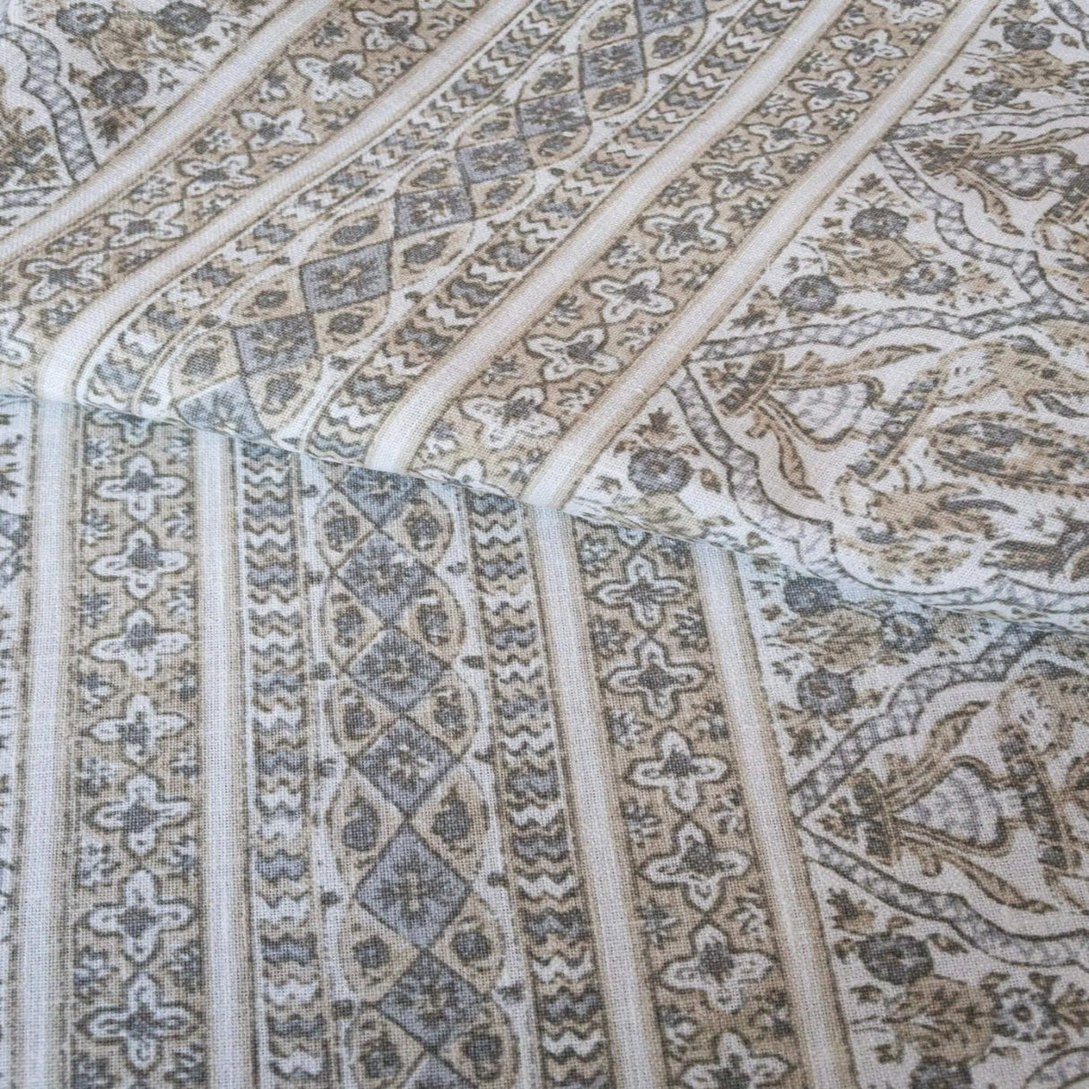 Pascal Block Print Fabric, Grey - HomeStyle Fabrics