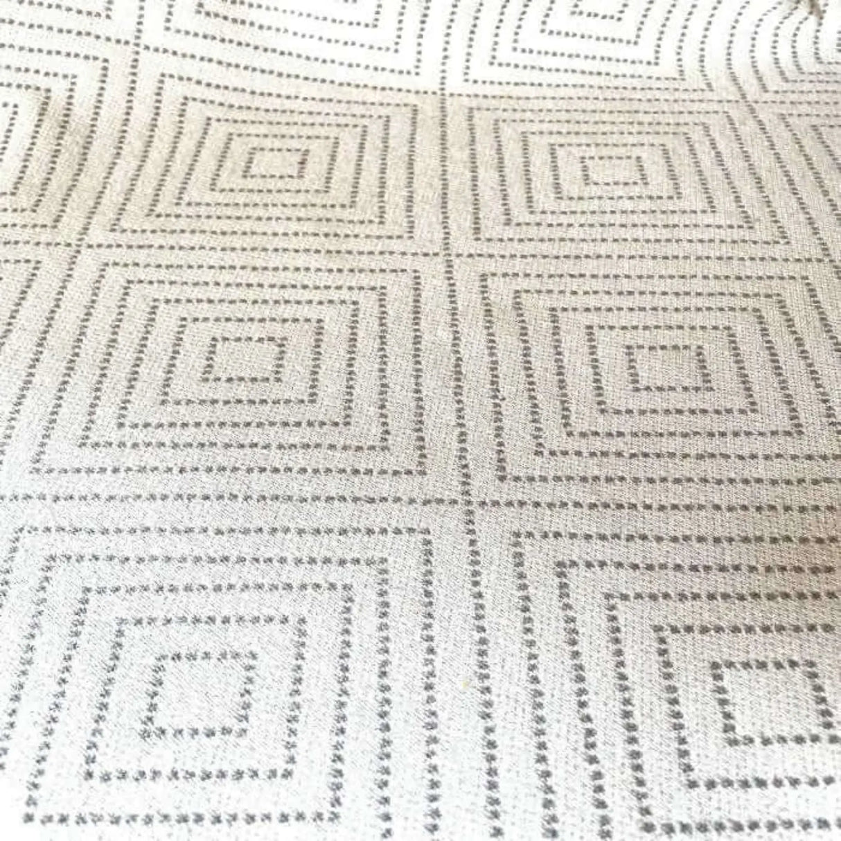 Remnant Frida Diamond Geometric Fabric, Smoke 61" - HomeStyle Fabrics