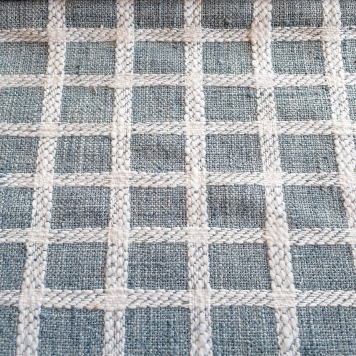 Sutton Textured Check Fabric, Chambray - HomeStyle Fabrics