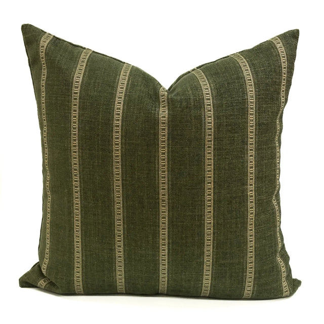 Remi Stripe Pillow Cover, Olive HomeStyle Fabrics