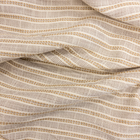 Close-up of Sailor Sisal upholstery fabric in warm neutral tones with a textured woven stripe pattern
