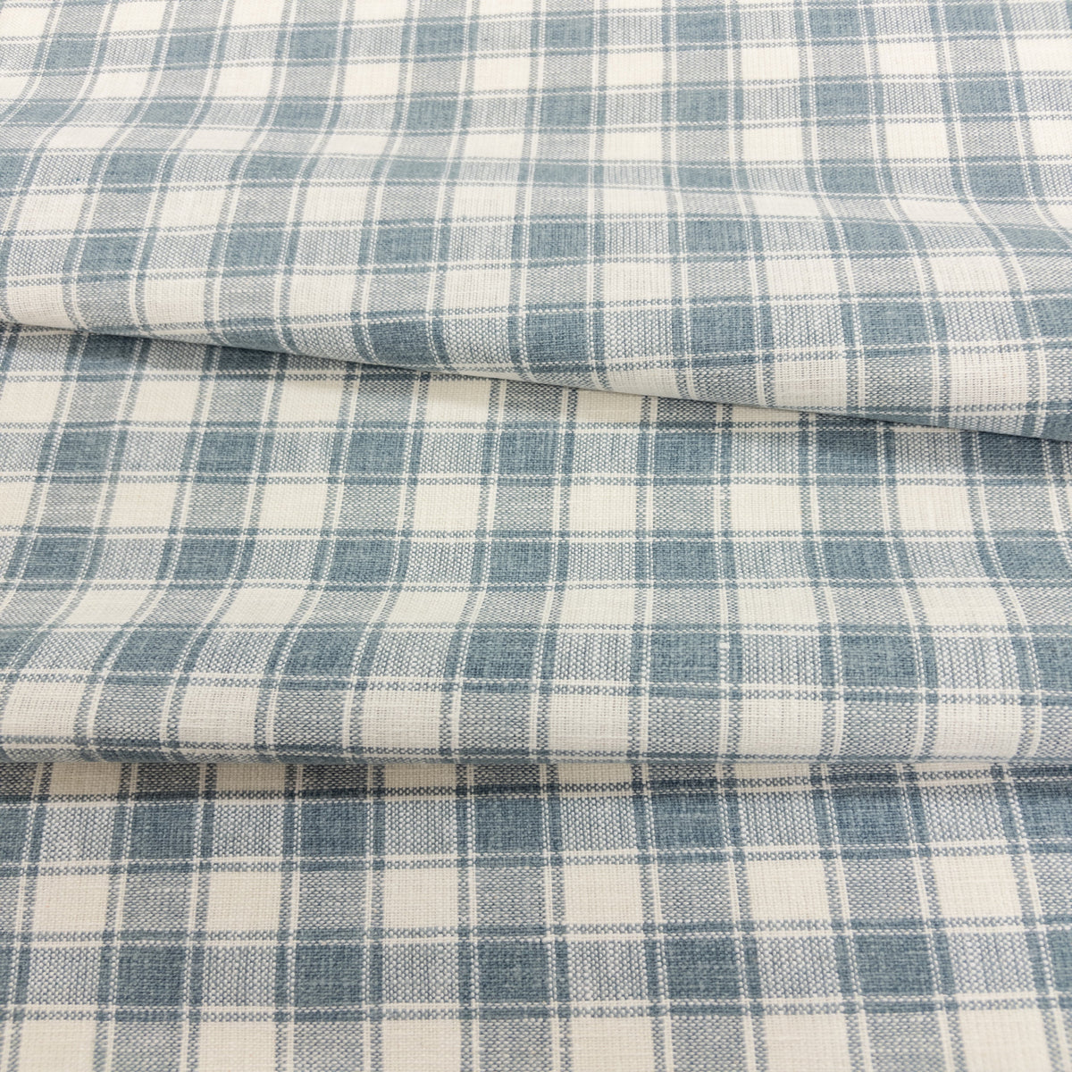 Dunmore Plaid Fabric, Chambray Blue