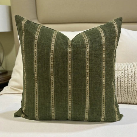 Remi Stripe Pillow Cover, Olive HomeStyle Fabrics