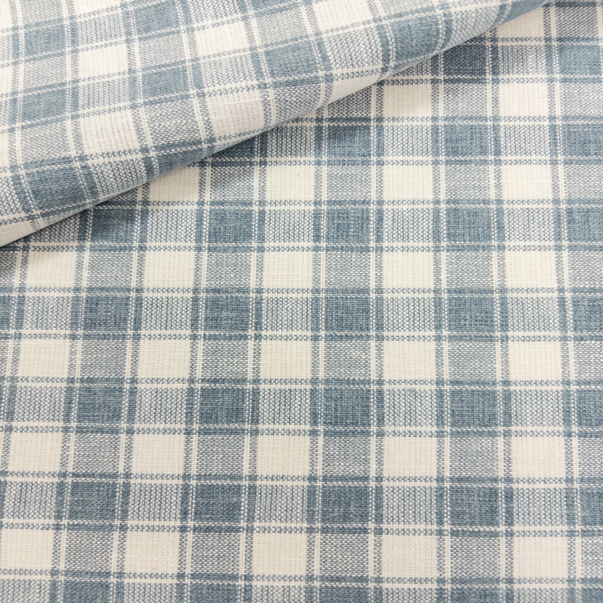 Dunmore Plaid Fabric, Chambray Blue