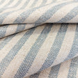 Close-up of blue and beige striped fabric