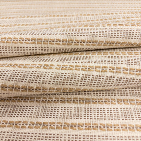 Close-up of Sailor Sisal fabric in warm neutral tones with a textured woven stripe pattern
