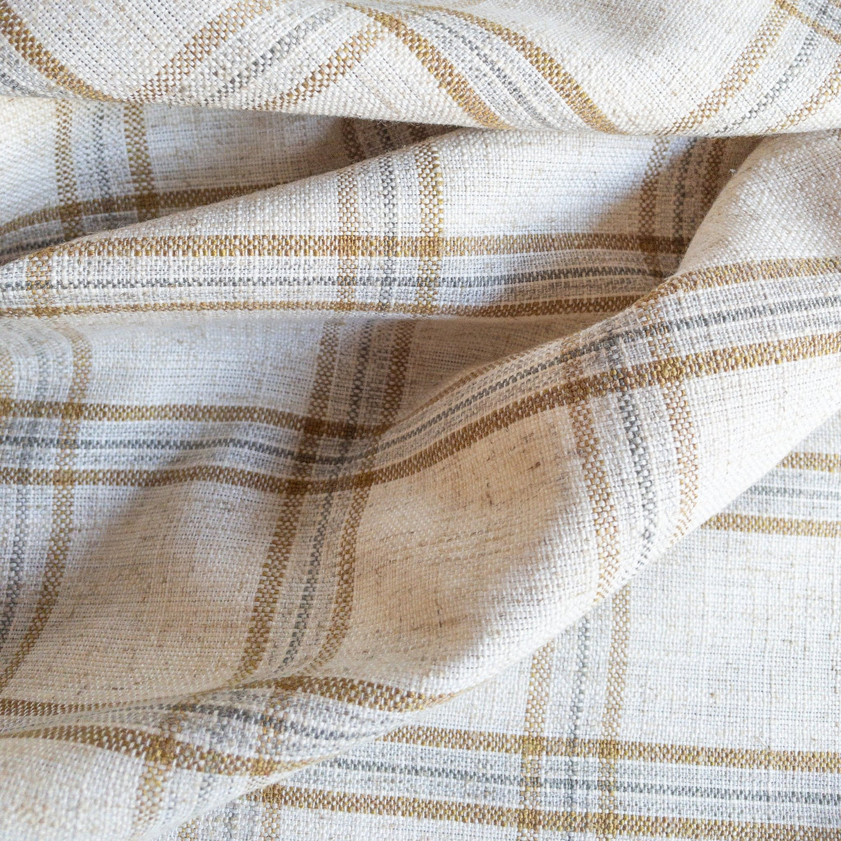 Cason Plaid Fabric, Sandstone - HomeStyle Fabrics