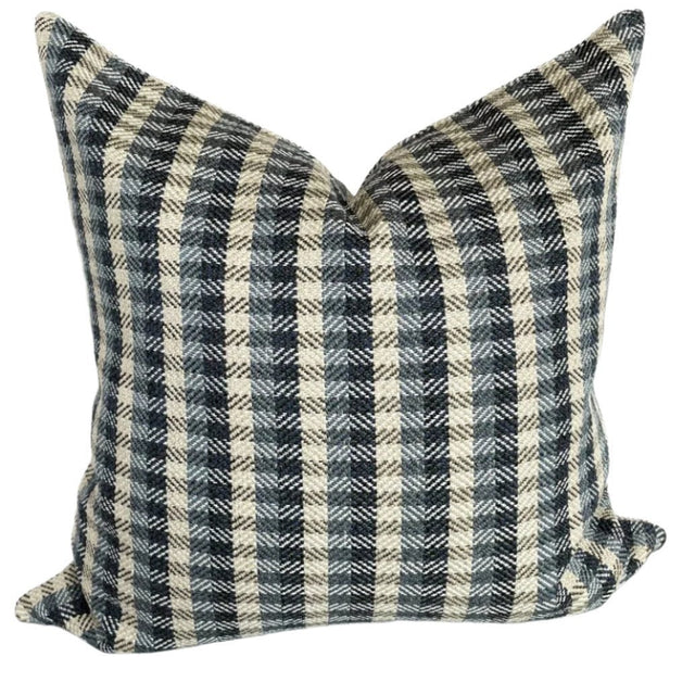 Chloe Woven Plaid Throw Pillow, Navy - HomeStyle Fabrics