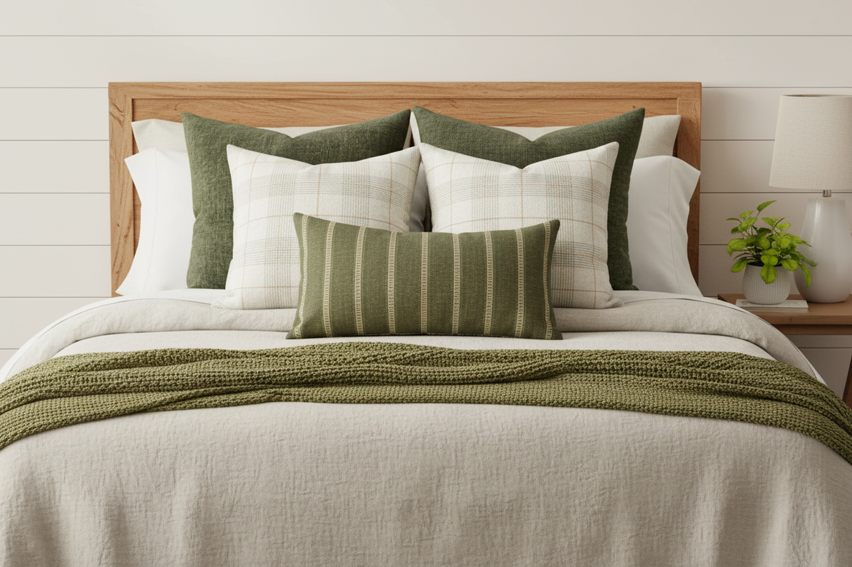 Forest & Jade Pillow Bundle - Complete with Green Throw
