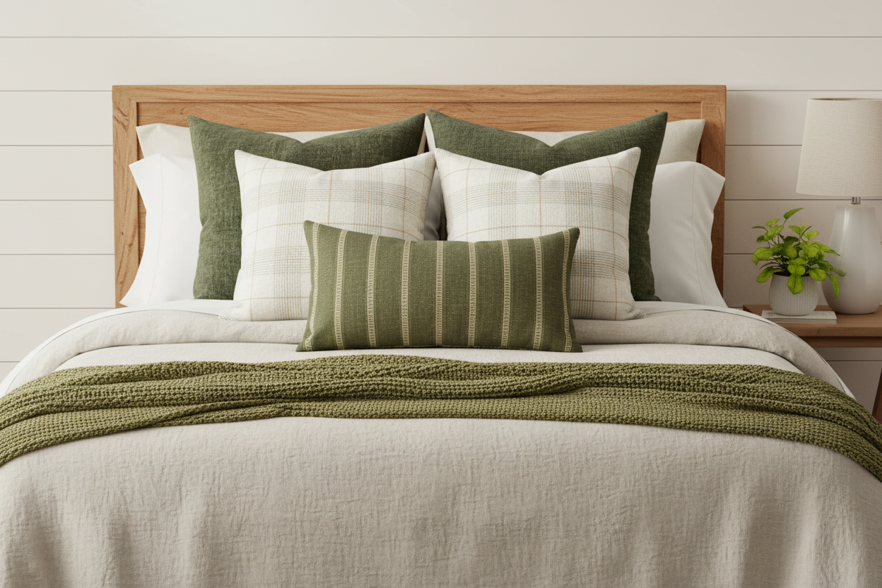 Forest & Jade Pillow Bundle - Complete with Green Throw