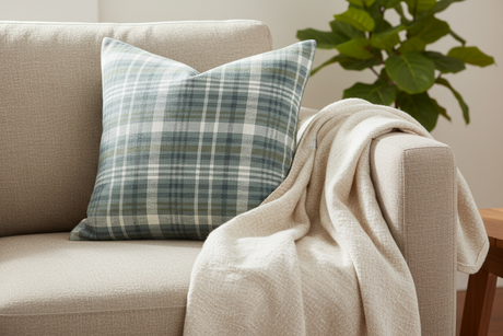 Hudson Plaid Pillow Cover, River