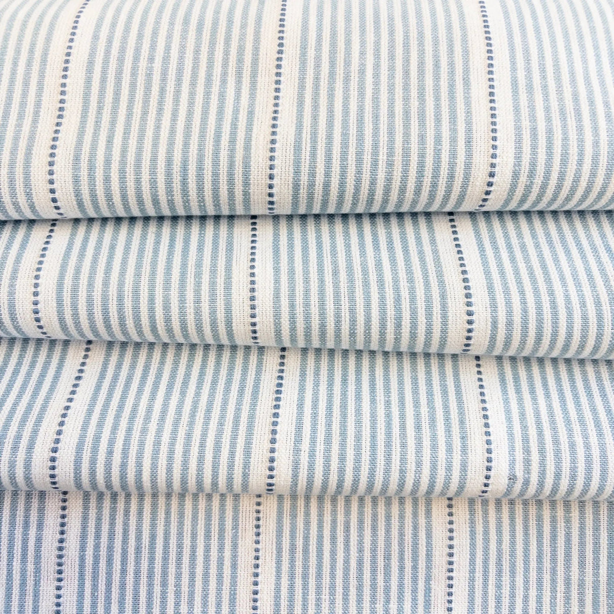 Isla Blue Stripe Fabric, Cornflower - HomeStyle Fabrics