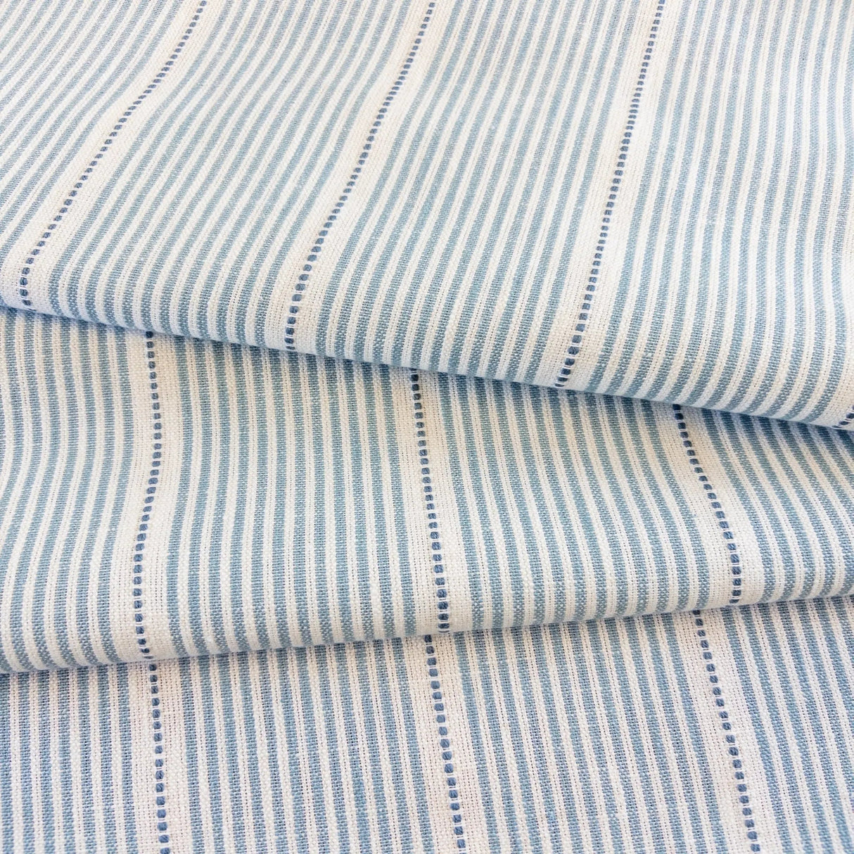 Isla Blue Stripe Fabric, Cornflower - HomeStyle Fabrics