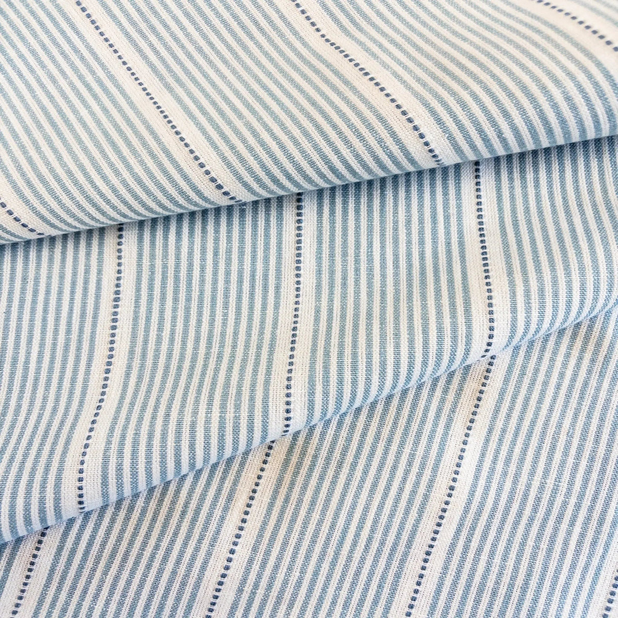 Isla Blue Stripe Fabric, Cornflower - HomeStyle Fabrics