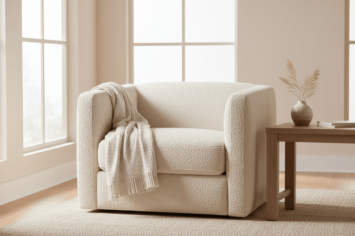 Luna Chunky Boucle Fabric, Chalk - HomeStyle Fabrics