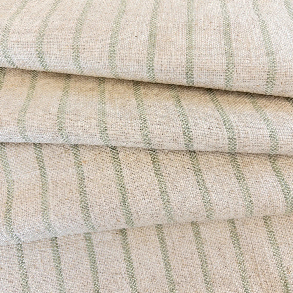 Mila Green Stripe Fabric, Aloe - HomeStyle Fabrics