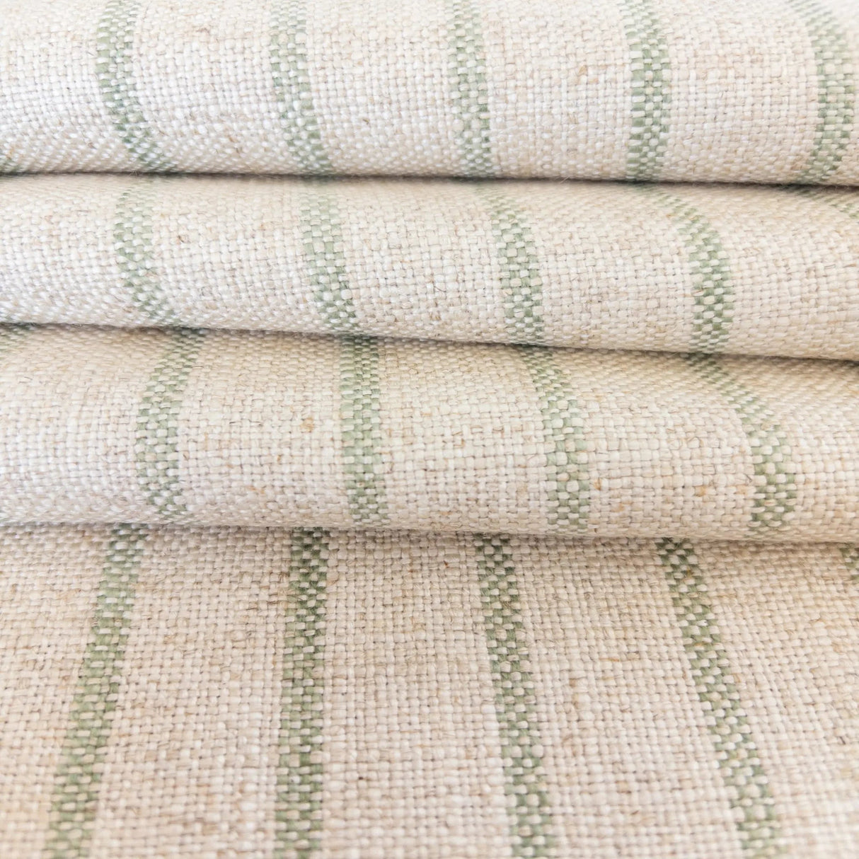 Mila Green Stripe Fabric, Aloe - HomeStyle Fabrics