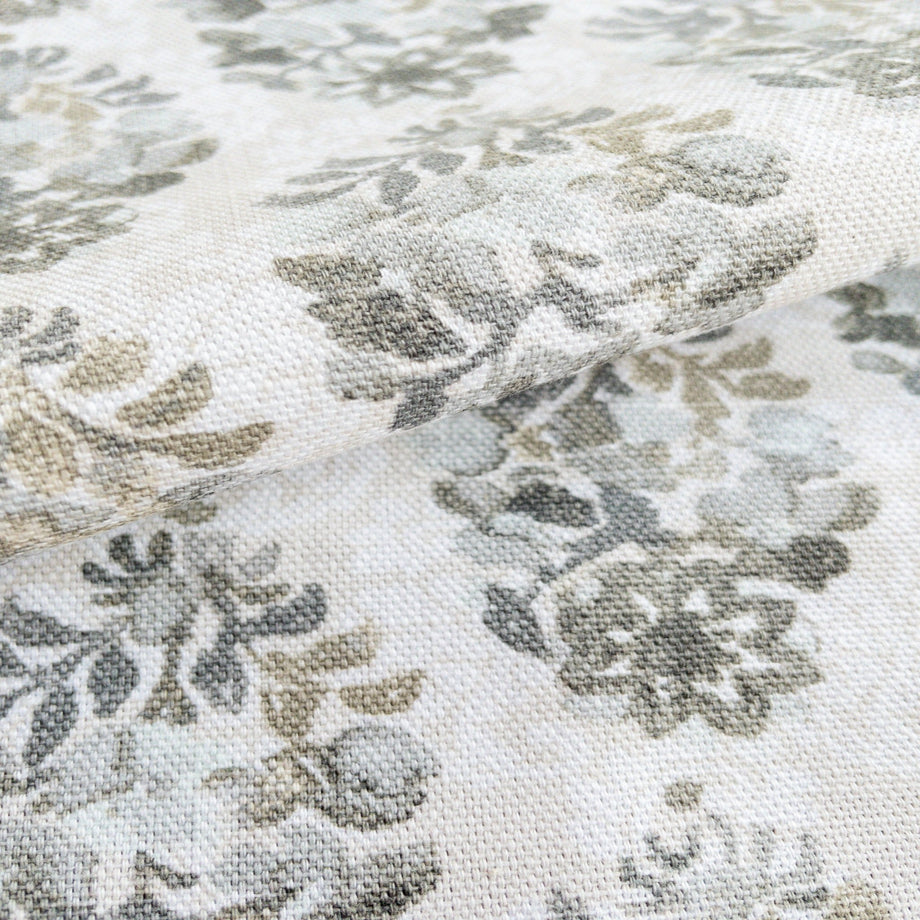 Oriana Brown Blue Green White Floral Embroidered Upholstery Drapery Fabric hotsell 4 yds