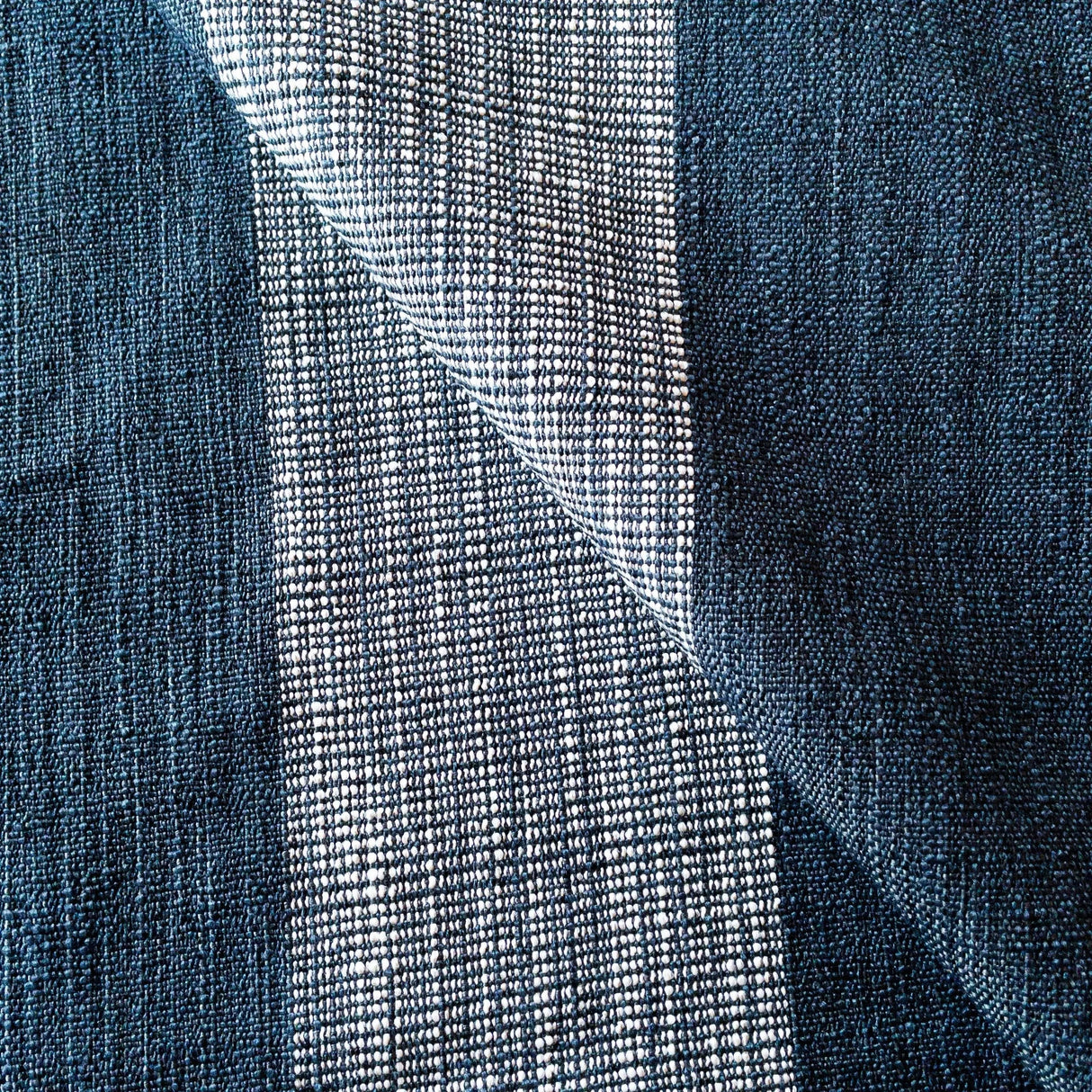 Porter Stripe Fabric, Denim - HomeStyle Fabrics