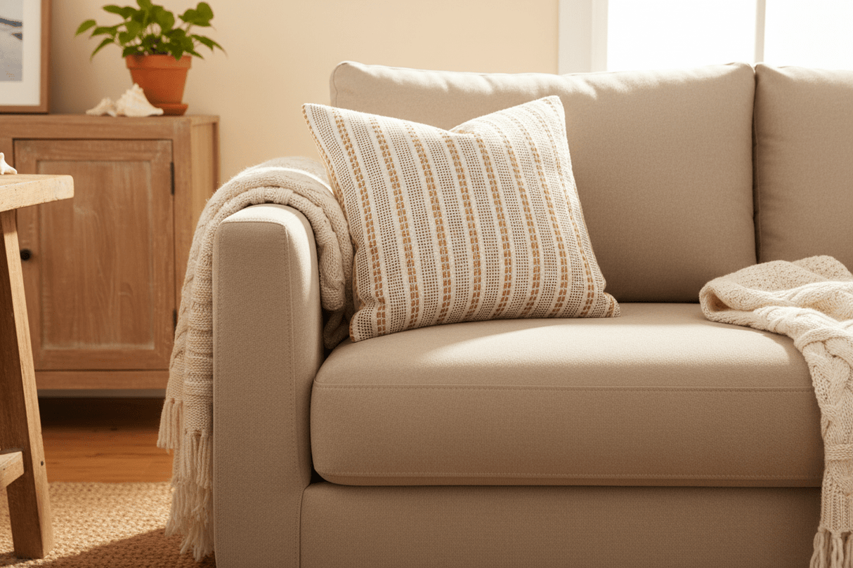 Sailor Stripe Pillow Cover, Sisal - HomeStyle Fabrics