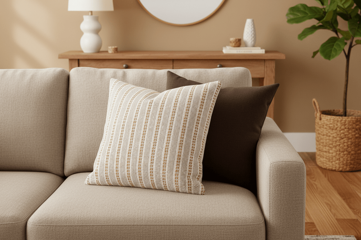 Sailor Stripe Pillow Cover, Sisal - HomeStyle Fabrics