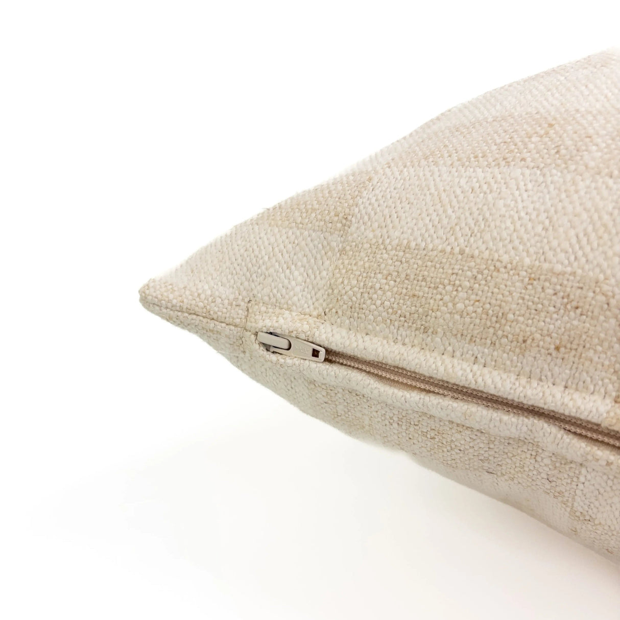 Saro Check Pillow Cover, Flax - HomeStyle Fabrics